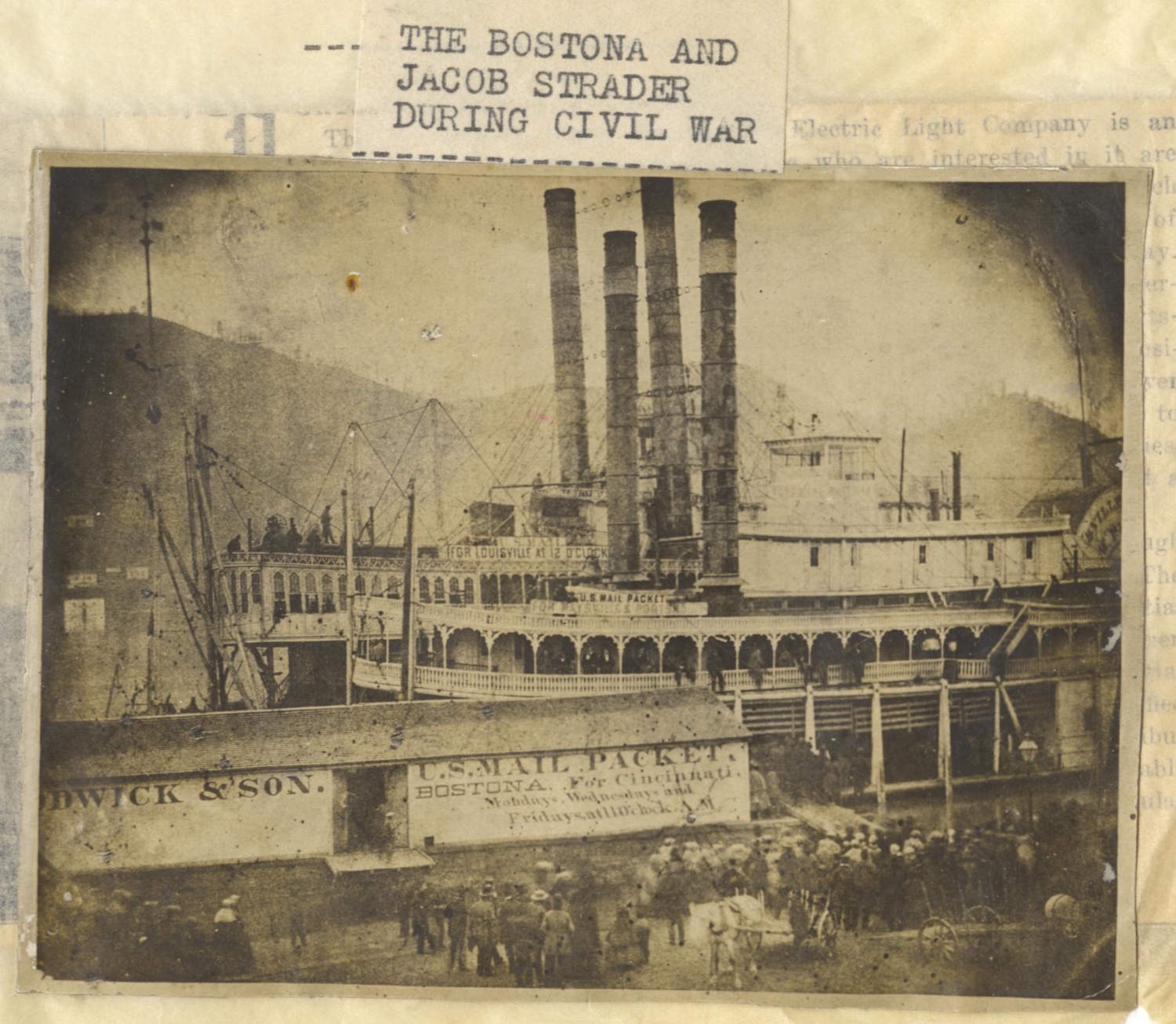 The Steamer Bostona, tied up at Portsmouth, Ohio, during the Civil War